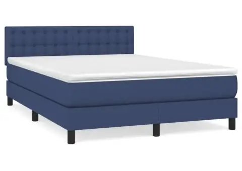 Pat box spring cu saltea, albastru, 140x200 cm, textil - 2/5