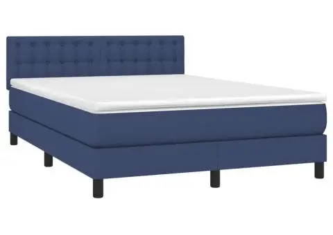Pat box spring cu saltea, albastru, 140x200 cm, textil - 3/5