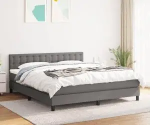 vidaXL Pat box spring cu saltea, gri închis, 180x200 cm, textil