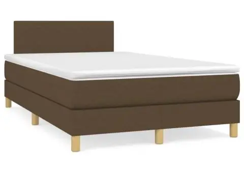 Pat box spring cu saltea, maro închis, 120x200 cm, textil - 2/5