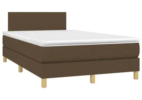 Pat box spring cu saltea, maro închis, 120x200 cm, textil - 3/5
