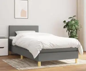vidaXL Pat box spring cu saltea, gri închis, 80x200 cm, textil