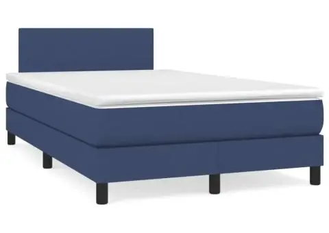 Pat box spring cu saltea, albastru, 120x200 cm, textil - 2/5