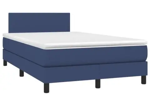 Pat box spring cu saltea, albastru, 120x200 cm, textil - 3/5