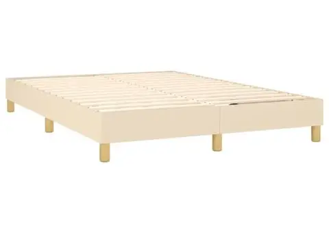 Pat box spring cu saltea, crem, 140x200 cm, textil - 4/5