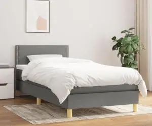vidaXL Pat box spring cu saltea, gri închis, 80x200 cm, textil