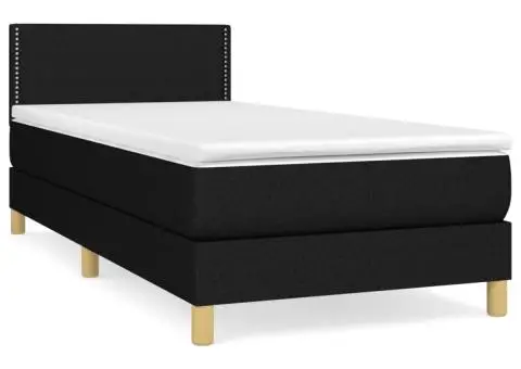 Pat box spring cu saltea, negru, 100x200 cm, textil - 2/5