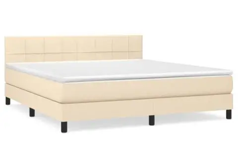 Pat continental cu saltea, crem, 180x200 cm, textil - 2/5