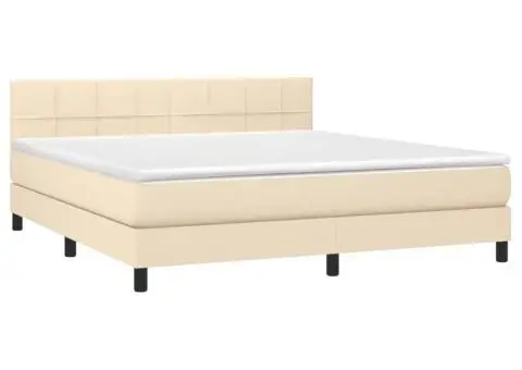 Pat continental cu saltea, crem, 180x200 cm, textil - 3/5