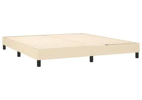 Pat continental cu saltea, crem, 180x200 cm, textil - 4/5