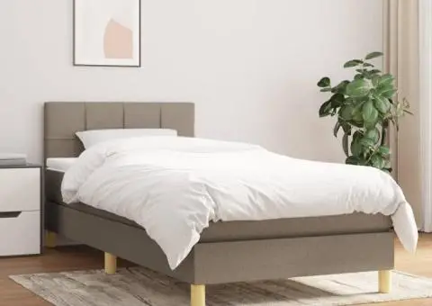 Pat box spring cu saltea, gri taupe, 100x200 cm, textil - 1/5