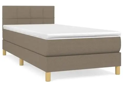 Pat box spring cu saltea, gri taupe, 100x200 cm, textil - 2/5