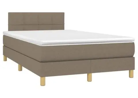 Pat box spring cu saltea, gri taupe, 120x200 cm, textil - 3/5