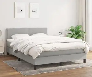 vidaXL Pat continental, gri deschis, 140x200 cm, material textil