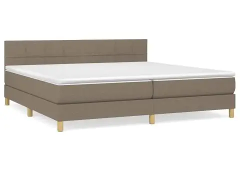 Pat box spring cu saltea, gri taupe, 200x200 cm, textil - 2/5