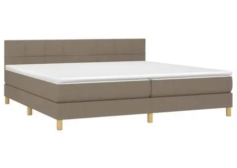 Pat box spring cu saltea, gri taupe, 200x200 cm, textil - 3/5