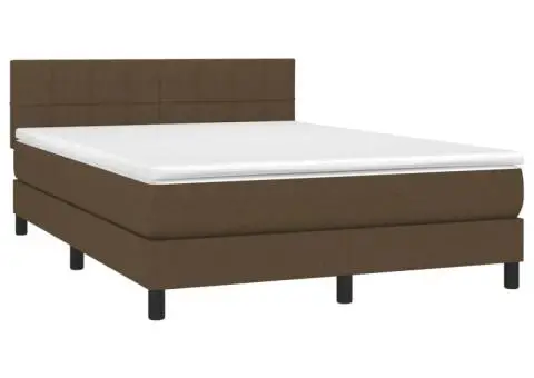 Pat box spring cu saltea, maro închis, 140x200 cm, textil - 3/5