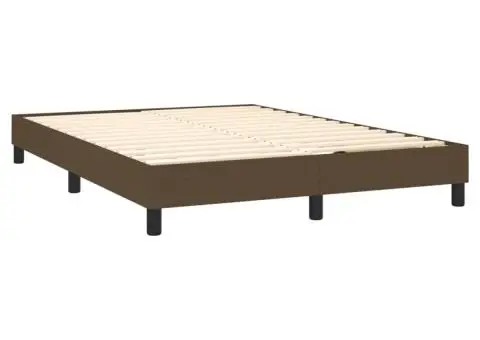 Pat box spring cu saltea, maro închis, 140x200 cm, textil - 4/5