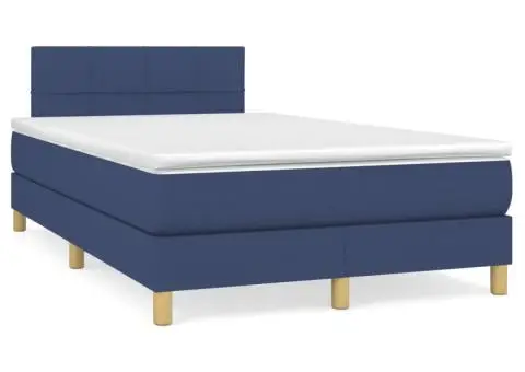 Pat box spring cu saltea, albastru, 120x200 cm, textil - 2/5