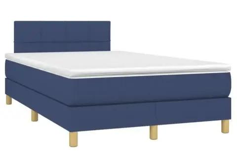 Pat box spring cu saltea, albastru, 120x200 cm, textil - 3/5