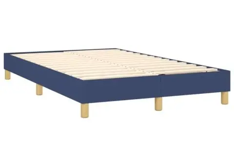 Pat box spring cu saltea, albastru, 120x200 cm, textil - 4/5
