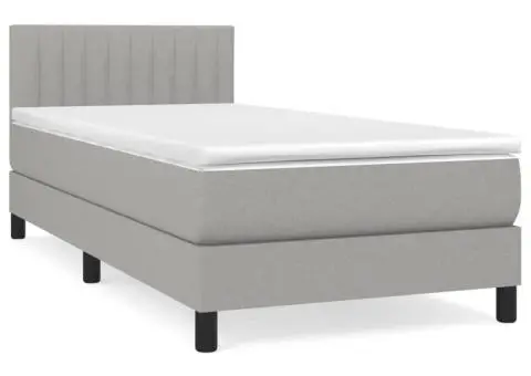 Pat box spring cu saltea, gri deschis, 80x200 cm, textil - 2/5