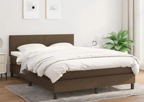 Pat continental cu saltea, maro închis, 140x200 cm, textil - 1/5