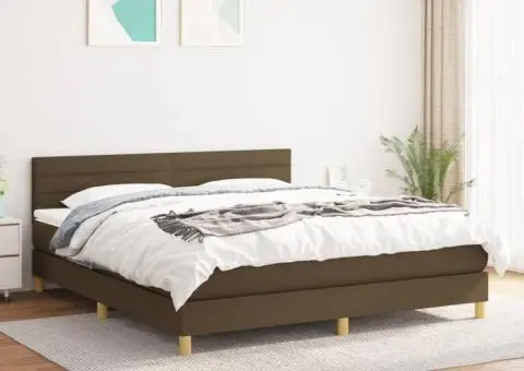 Pat continental cu saltea maro închis 180x200cm material textil - 1/5