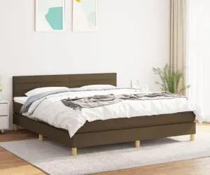 vidaXL Pat continental cu saltea maro închis 180x200cm material textil