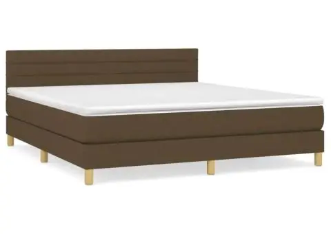 Pat continental cu saltea maro închis 180x200cm material textil - 2/5