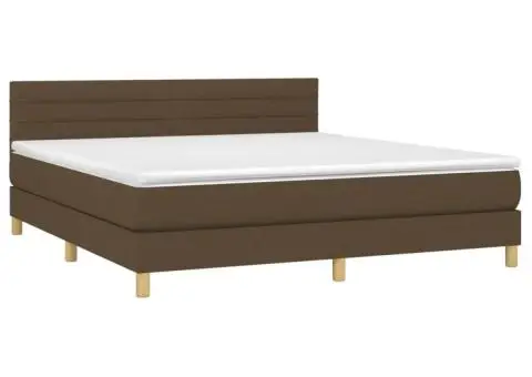 Pat continental cu saltea maro închis 180x200cm material textil - 3/5