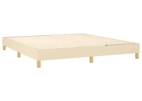 Pat box spring cu saltea, crem, 160x200 cm, material textil - 4/5