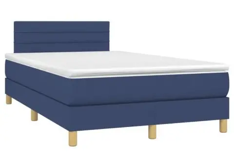 Pat box spring cu saltea, albastru, 120x200 cm, textil - 3/5