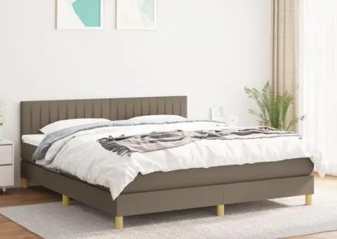 Pat box spring cu saltea, gri taupe, 160x200 cm material textil - 1/5