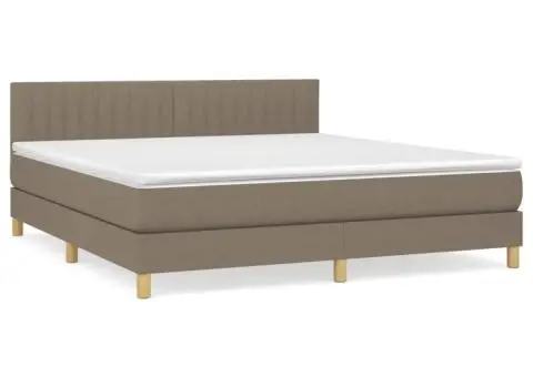 Pat box spring cu saltea, gri taupe, 160x200 cm material textil - 2/5