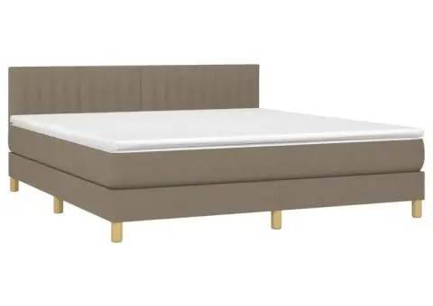 Pat box spring cu saltea, gri taupe, 160x200 cm material textil - 3/5