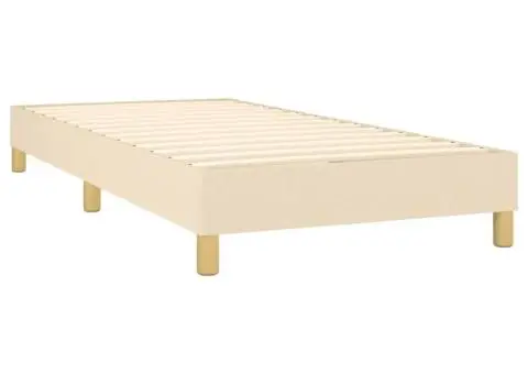 Pat box spring cu saltea, crem, 90x200 cm, textil - 4/5