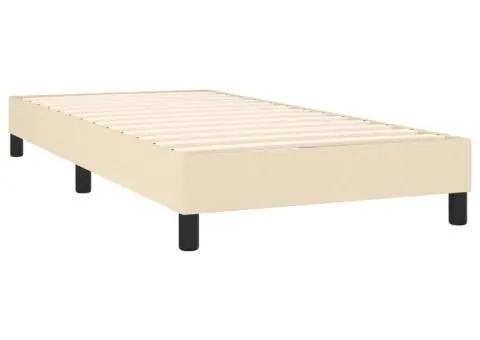 Pat box spring cu saltea, crem, 90x190 cm, textil - 4/5