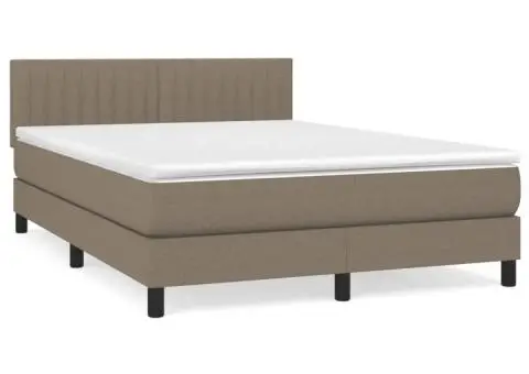 Pat box spring cu saltea, gri taupe, 140x200 cm, textil - 2/5