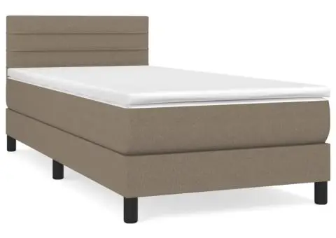 Pat box spring cu saltea, gri taupe, 100x200 cm, textil - 2/5