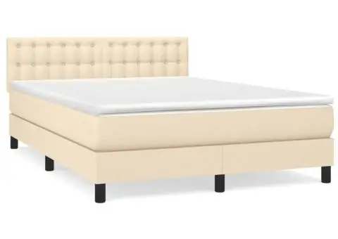 Pat continental cu saltea, crem, 140x200 cm, material textil - 2/5