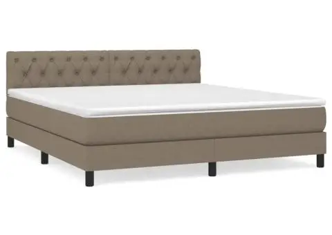 Pat box spring cu saltea, gri taupe, 160x200 cm material textil - 2/5