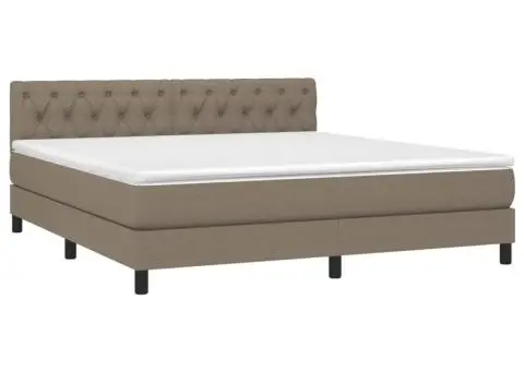 Pat box spring cu saltea, gri taupe, 160x200 cm material textil - 3/5