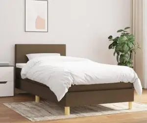 vidaXL Pat box spring cu saltea, maro închis, 80x200 cm, textil