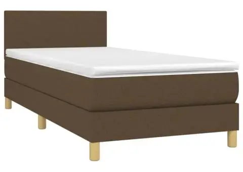 Pat box spring cu saltea, maro închis, 80x200 cm, textil - 3/5