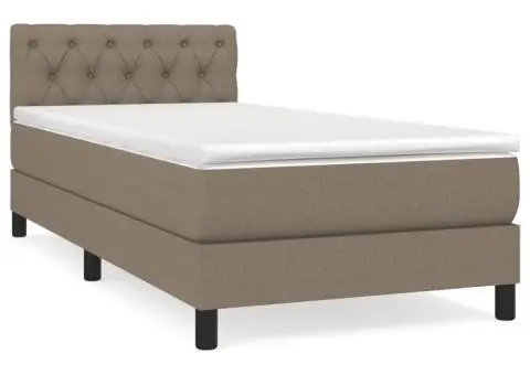 Pat box spring cu saltea, gri taupe, 80x200 cm, textil - 2/5