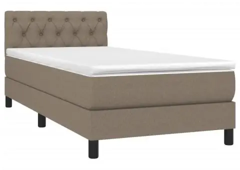 Pat box spring cu saltea, gri taupe, 80x200 cm, textil - 3/5