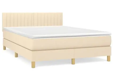 Pat continental cu saltea, crem, 140x200 cm, material textil - 2/5