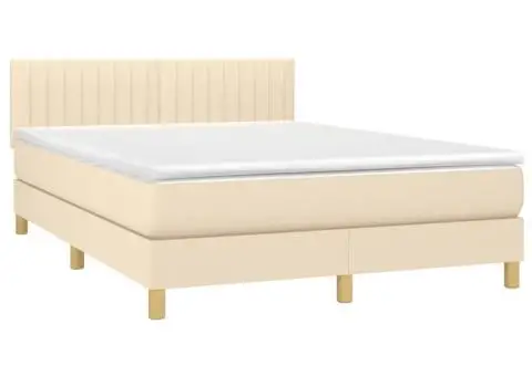 Pat continental cu saltea, crem, 140x200 cm, material textil - 3/5