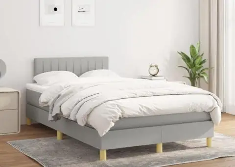 Pat box spring cu saltea, gri deschis, 120x200 cm, textil - 1/5